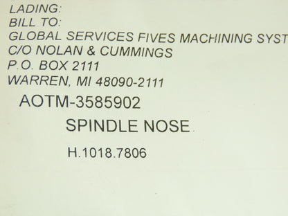 Cincinnati Milacron H.1018.7806 Spindle Nose Axis CNC Replacement Taper 132.5mm