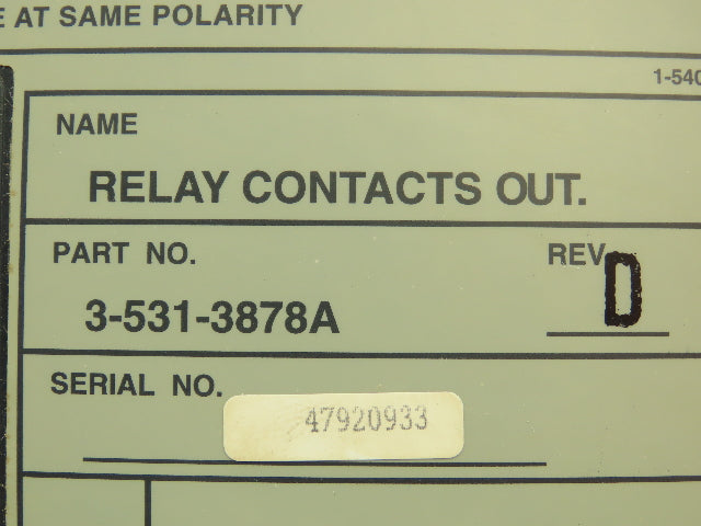 Cincinnati Milacron 3-531-3878A Relay Contacts Output Module RCO Series D