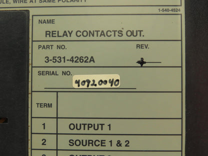 Cincinnati Milacron 3-531-4262A Relay Contacts Out RCO PLC Input Output Module