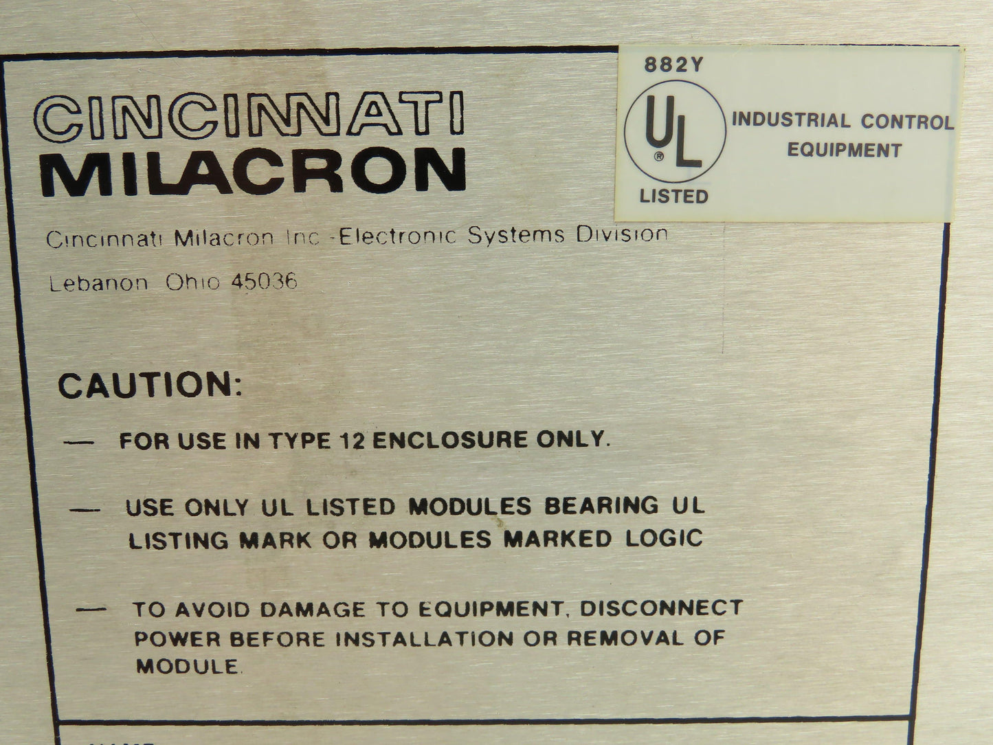 Cincinnati Milacron 3-531-4226A PLC Card Rack Chassis Rev B 20 Slot