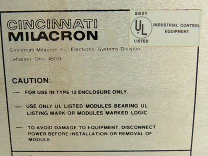 Cincinnati Milacron 3-531-4226A PLC Card Rack Chassis Rev B 20 Slot