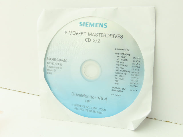 Siemens T-VD6001571 A5E01184387 Simovert Masterdrives CD 1/2 2/2 Servo Drive Kit