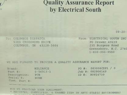 Reliance Electric 0-51811-7 TSTH Test Signal Auto Restart Circuit Board 0-55325