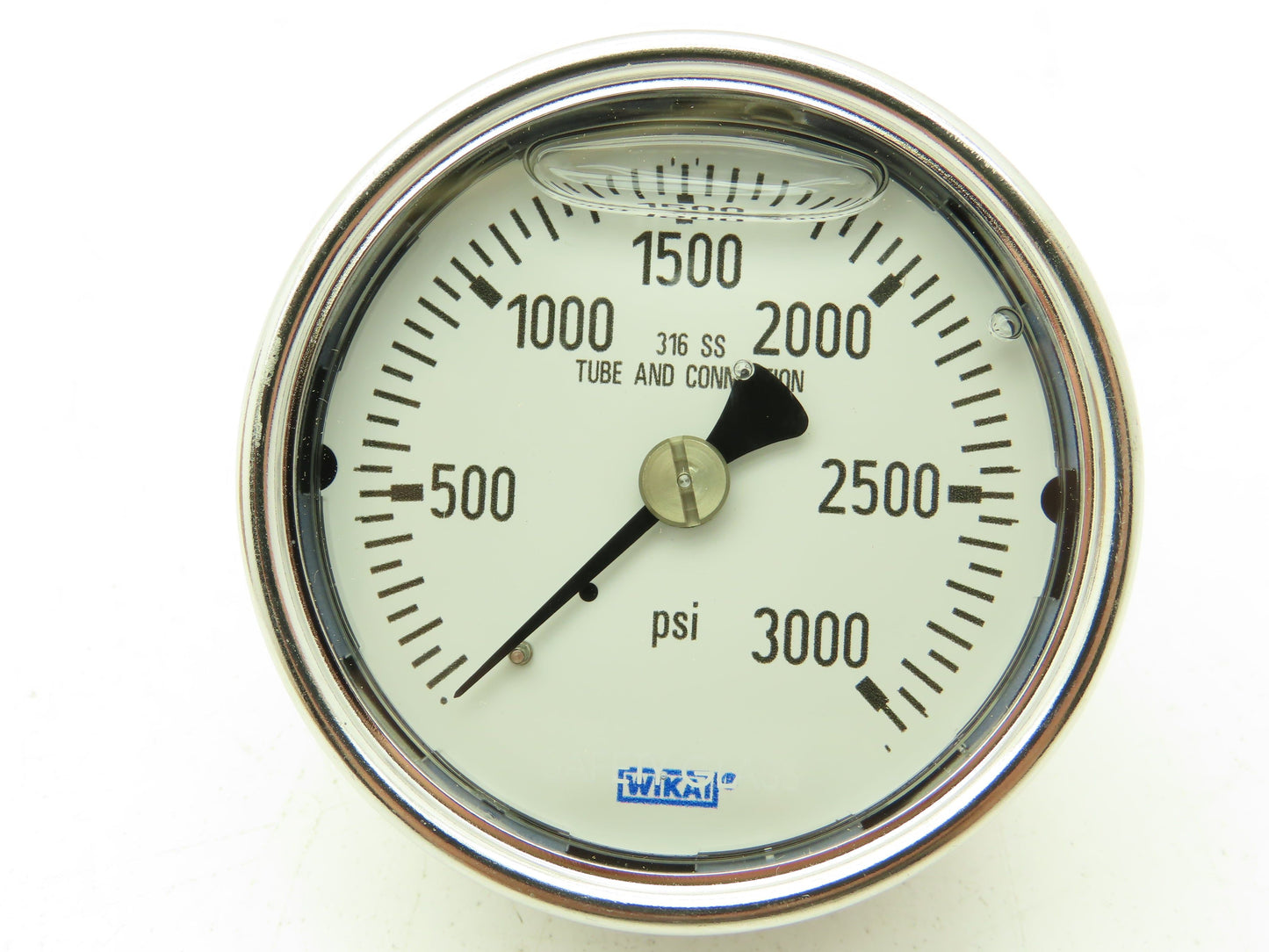 Wika 9832233 Industrial Pressure Gauge 1/4" NPT 3000 PSI 2.5" 233.54 Stainless