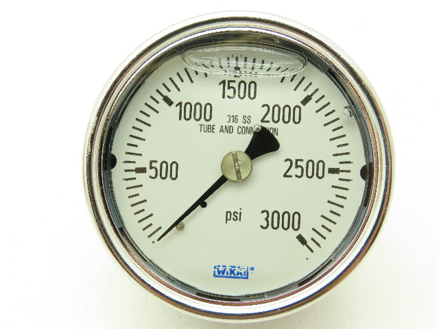 Wika 9832233 Industrial Pressure Gauge 1/4" NPT 3000 PSI 2.5" 233.54 Stainless