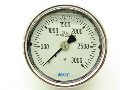 Wika 9832233 Industrial Pressure Gauge 1/4" NPT 3000 PSI 2.5" 233.54 Stainless