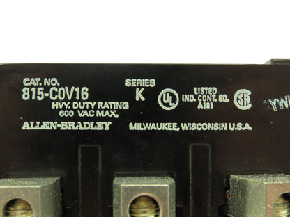 Allen Bradley 815-C0V16 Thermal Overload Relay Series K Manual Reset
