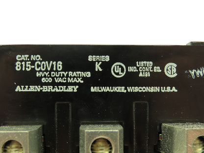 Allen Bradley 815-C0V16 Thermal Overload Relay Series K Manual Reset