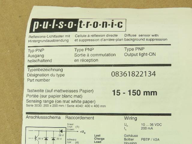 Pulsotronic 08361822134 Proximity Sensor 15-150MM