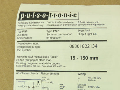 Pulsotronic 08361822134 Proximity Sensor 15-150MM