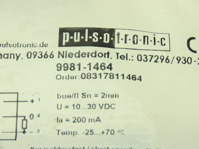 Pulsotronic 9981-1464 Proximity Sensors ITBN-M8-S2.0-FL-1030VDC