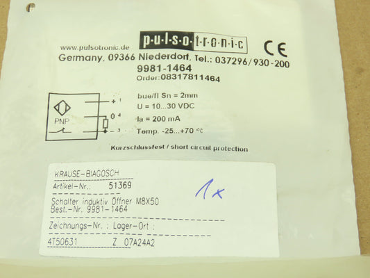 Pulsotronic 9981-1464 Proximity Sensors ITBN-M8-S2.0-FL-1030VDC