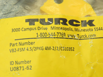 Turck VB2-FSM 4.5/2PKG 4M-2/2CS10352 M12 Splitter Cordset