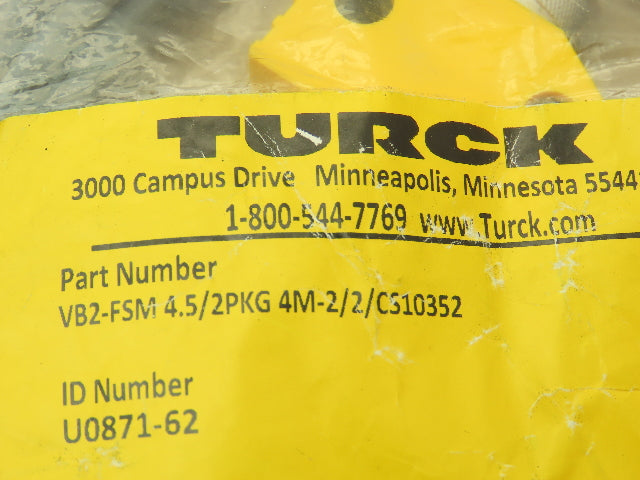 Turck VB2-FSM 4.5/2PKG 4M-2/2CS10352 M12 Splitter Cordset