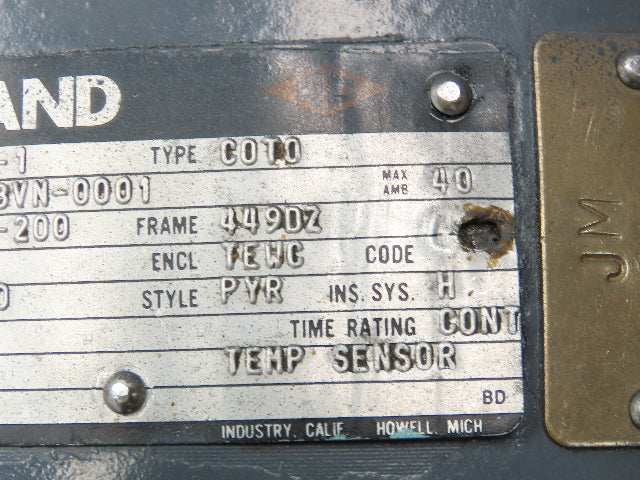 Reuland 0750Q-PBVN-0001 75 Hp Motor 500-6000 Rpm 210-435v 3ph 17-200 Hz 449DZ Fr