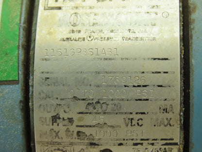 Rosemount 1151 GP8S1AB1 Smart Pressure Transmitter 1000 PSI