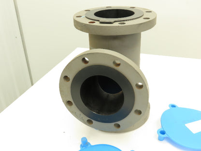 Armco  6" Flanged Tee Pipe Fitting 150# Duct Iron PVDF Kynar Lined RX 503