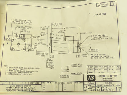 Kollmorgen B-804-AA-91-TE1-008 Goldline Brushless Servo Motor 230V 1500 RPM