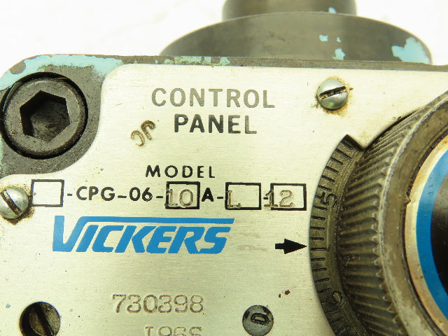 Vickers CPG-06-10A-L-12 Hydraulic Flow Control Panel Valve Single Feed 10 GPM