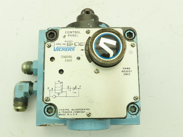 Vickers CPG-06-10A-L-12 Hydraulic Flow Control Panel Valve Single Feed 10 GPM