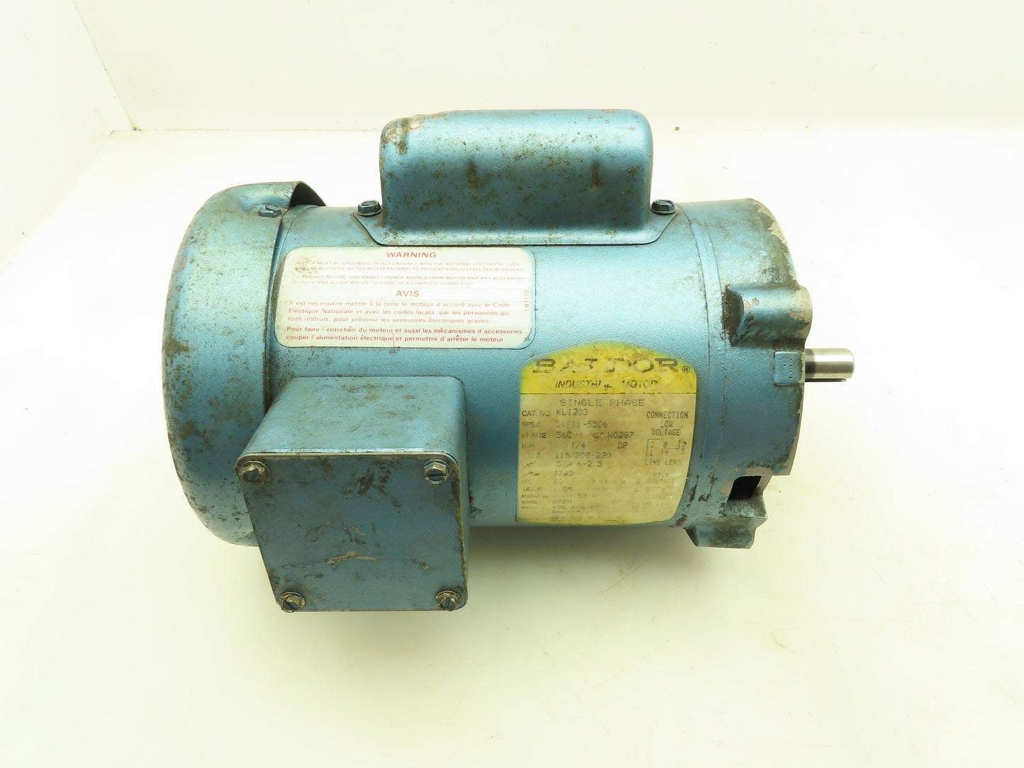 Baldor KL1203 Electric Motor 1/4HP 1725 RPM 115/208-230V 1PH Single Phase 56C