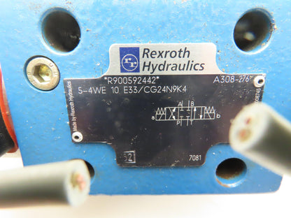 Rexroth 5-4WE 10 E33/CG24N9K4 Hydraulic Directional Solenoid Spool Valve 24VDC