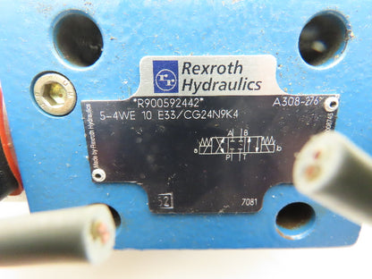 Rexroth 5-4WE 10 E33/CG24N9K4 Hydraulic Directional Solenoid Spool Valve 24VDC