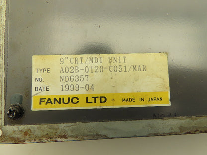 Fanuc Control Panel 9" CRT/MDI Unit 5 Axes Milling Machine Operator