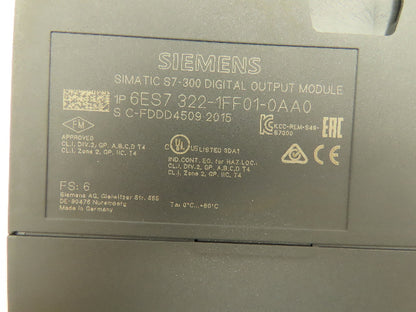 Siemens 6ES7 322-1FF01-0AA0 Simatic S7-300 Digital Output Module Lot of 6