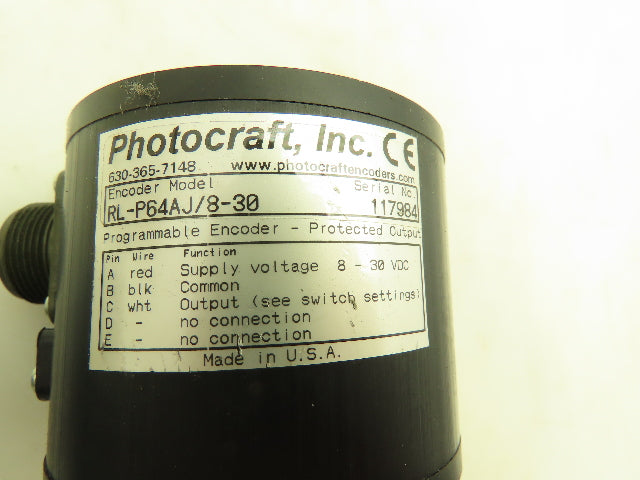 Photocraft RL-P64AJ/8-30 Incremental Shaft Encoder 8-30VDC