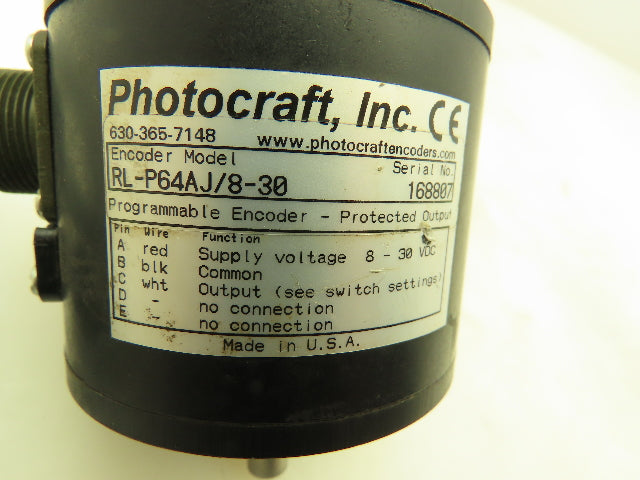 Photocraft RL-P64AJ/8-30 Incremental Shaft Encoder 8-30VDC
