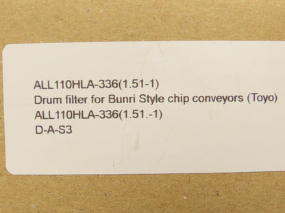 Toyo ALL110HLA-336 Bunri Chip Conveyor Rolling Stainless Steel Drum Filter 6x41"