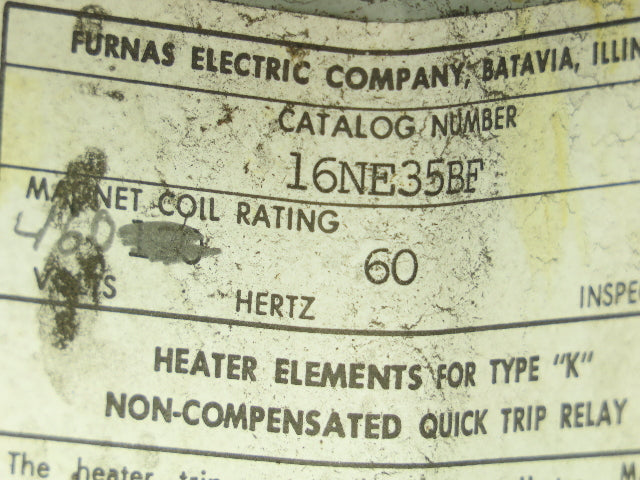 Furnas 16NE35AE 48DC37A4 Motor Starter Contactor 25 A 3Ph Overload 480V Coil