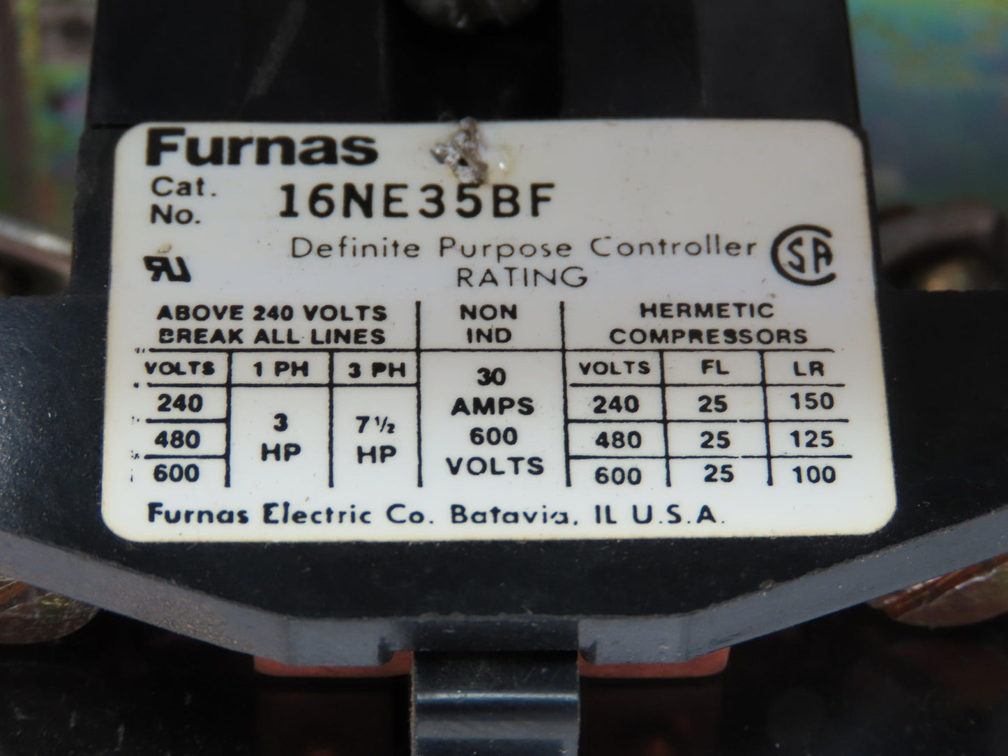Furnas 16NE35AE 48DC37A4 Motor Starter Contactor 25 A 3Ph Overload 480V Coil