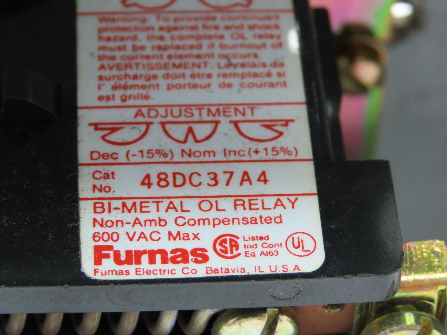 Furnas 16NE35AE 48DC37A4 Motor Starter Contactor 25 A 3Ph Overload 480V Coil