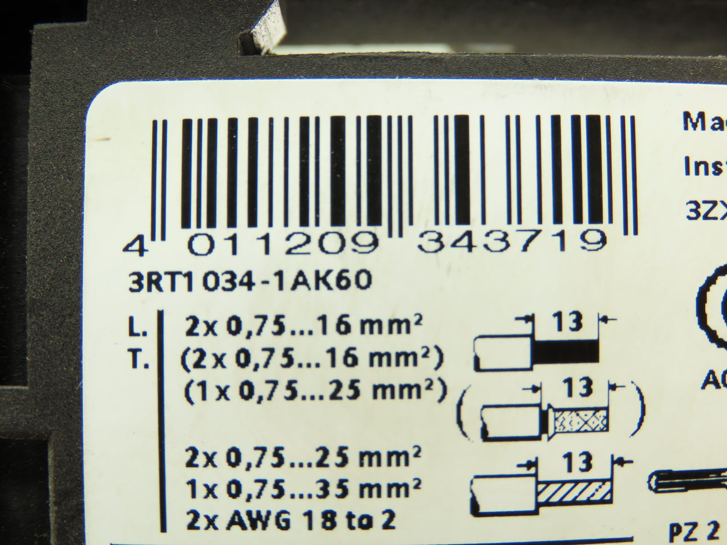 Allen Bradley 190-P320L Motor Starter Contactor Overload 3Ph 600V 32A Siemens