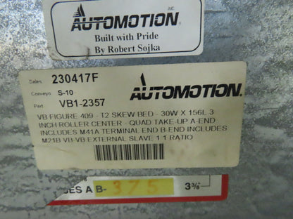 Automotion 30"x 24' V-Belt End Drive Skew Bed Roller Conveyor 3/4Hp 460V 170FPM