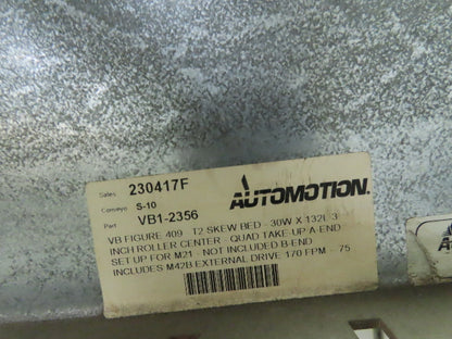 Automotion 30"x 24' V-Belt End Drive Skew Bed Roller Conveyor 3/4Hp 460V 170FPM