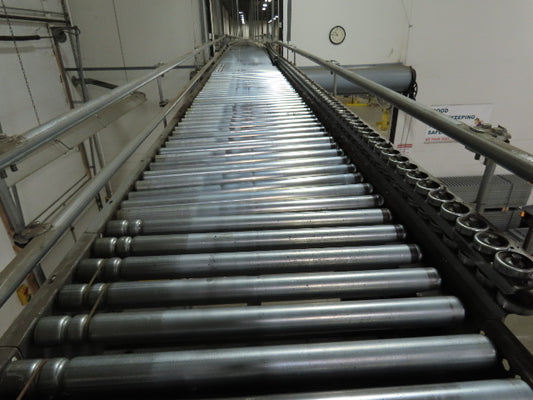 Automotion 30"x 24' V-Belt End Drive Skew Bed Roller Conveyor 3/4Hp 460V 170FPM
