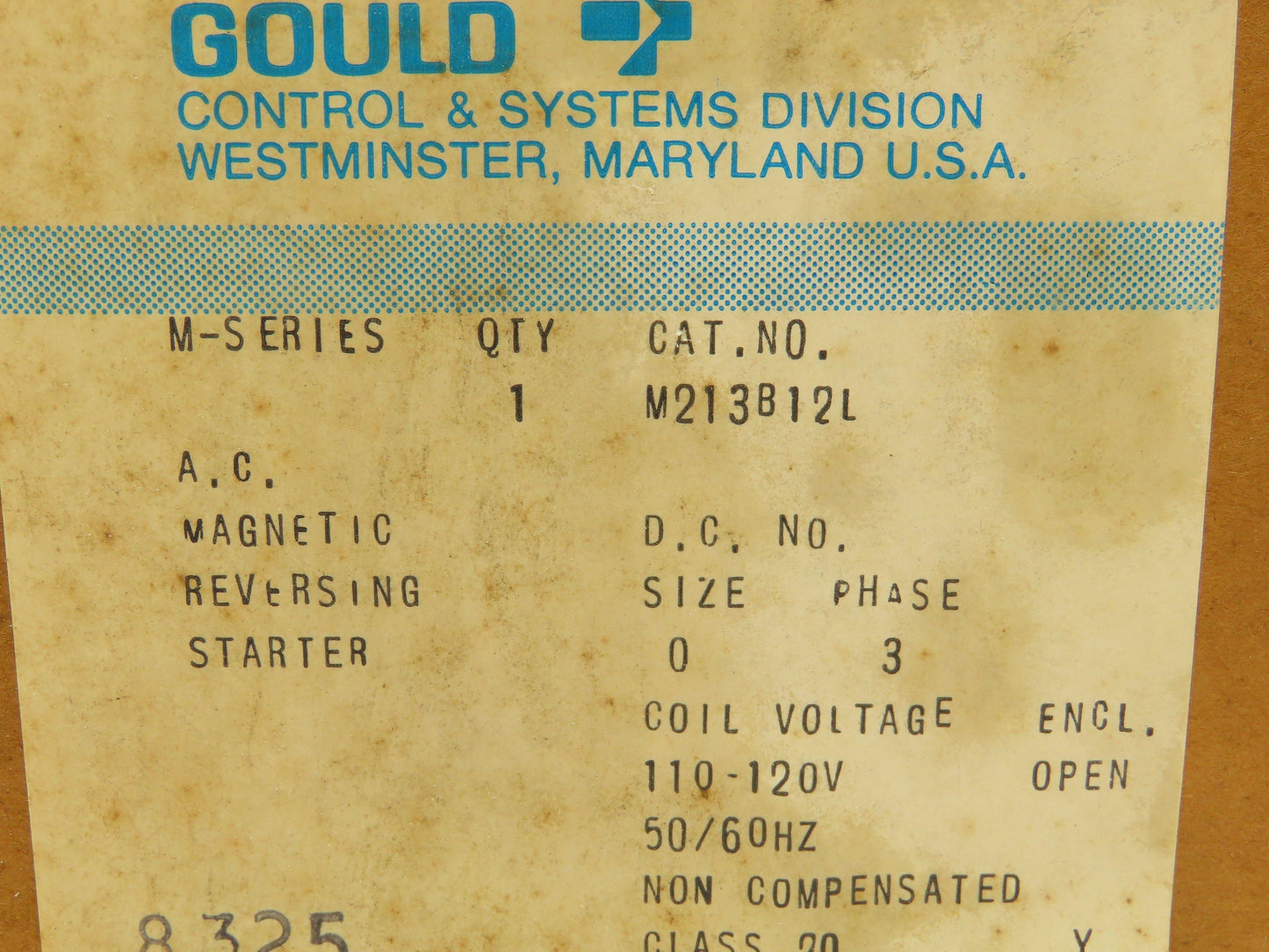 Telemecanique M213B Gould Reversing Motor Starter Contactor Size 0 600V 18A 3PH