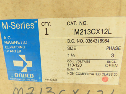 Telemecanique M213CX12L Gould Reversing Motor Starter Size 1 1/2 600V 3 Ph 15Hp