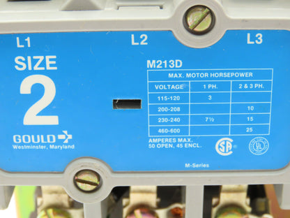 Telemecanique Gould Reversing Motor Starter Contactor Size 2 600V 3 Ph 45A 25Hp