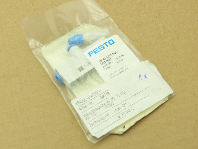 Festo VN-05-L-T2-PQ1-VQ1-RO1 Pneumatic Vacuum Generator Valve .45mm Nozzle