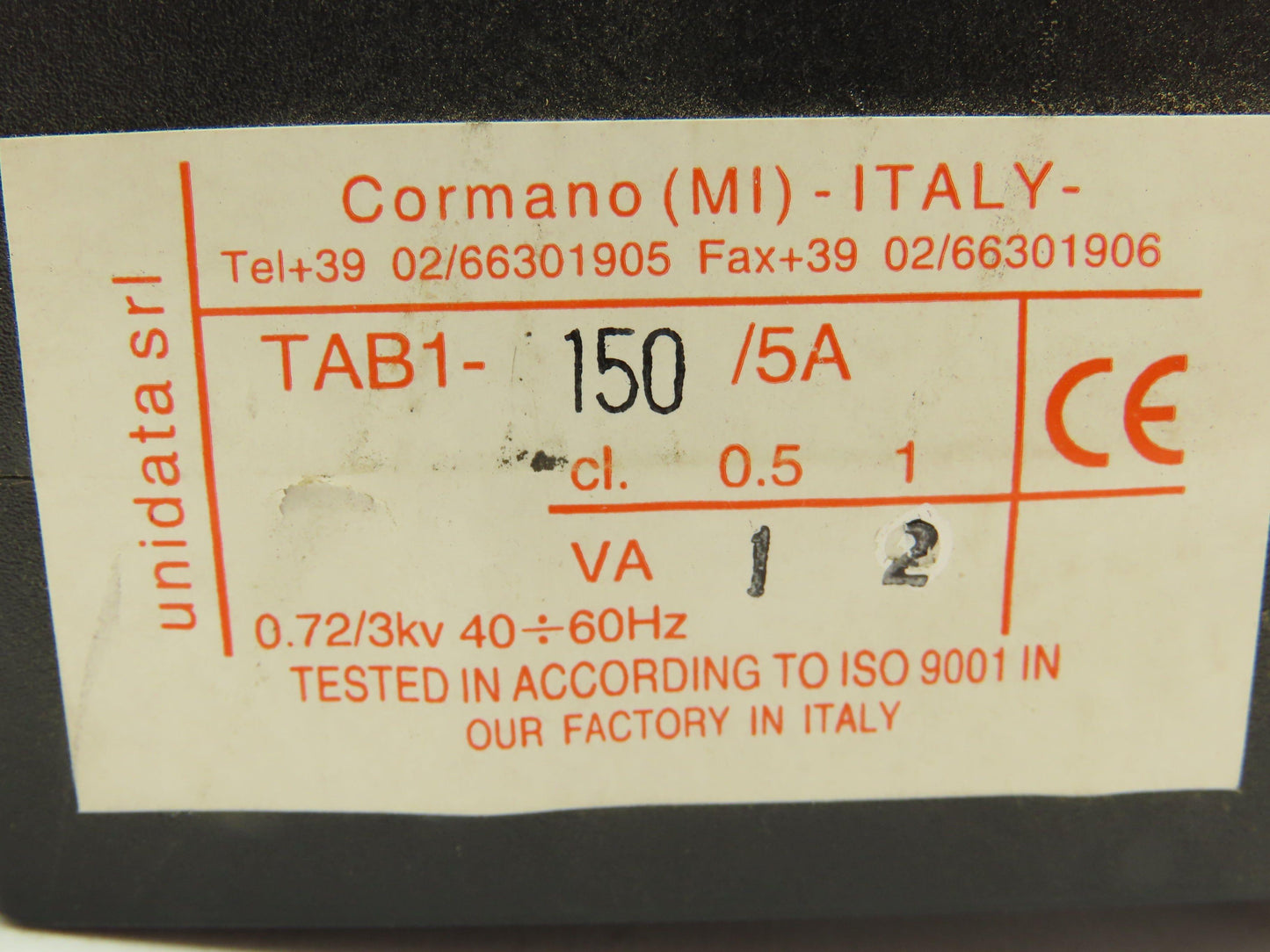 Unidata Current Transformer 150/5A 2VA Tab1 Lot of 3