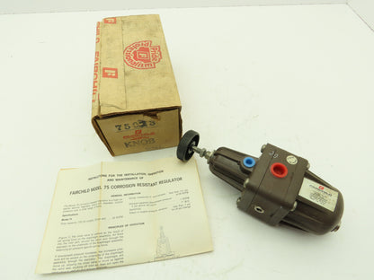 Fairchild 75033 Pneumatic Air Regulator Model 75 Corrosion Resistant 30 PSI Knob