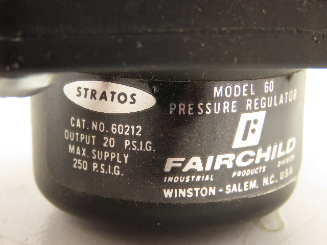 Fairchild 60212 Pneumatic Air Pressure Regulator Preset 25 PSI Model 60 Stratos