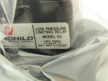 Fairchild 92052 Pneumatic Air Low Pressure Limiting Relay Model 92