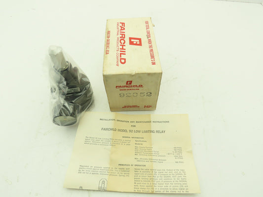 Fairchild 92052 Pneumatic Air Low Pressure Limiting Relay Model 92