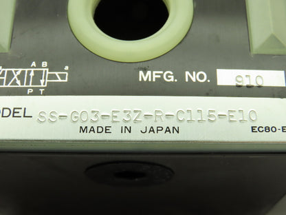 Nachi SS-G03-E3Z-R-C115-E10 Hydraulic Directional Control Solenoid Valve 120V