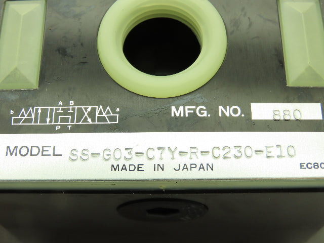 Nachi SS-G03-C7Y-R-C230-E10 Hydraulic Directional Control Solenoid Valve 220V